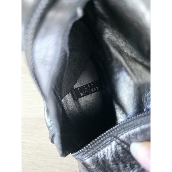 Stuart Weitzman Black Leather Tall High Heel Pointed Toe Zip Womens Boots 9 - Picture 15 of 16